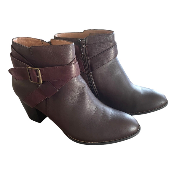 VIONIC Trinity Women's Size 11/EU 43 Brown Leather Side Zip Buckle Ankle Bootie - Picture 1 of 8